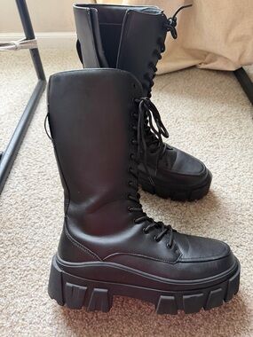 ASOS Black Lace-Up Platform Combat Booties